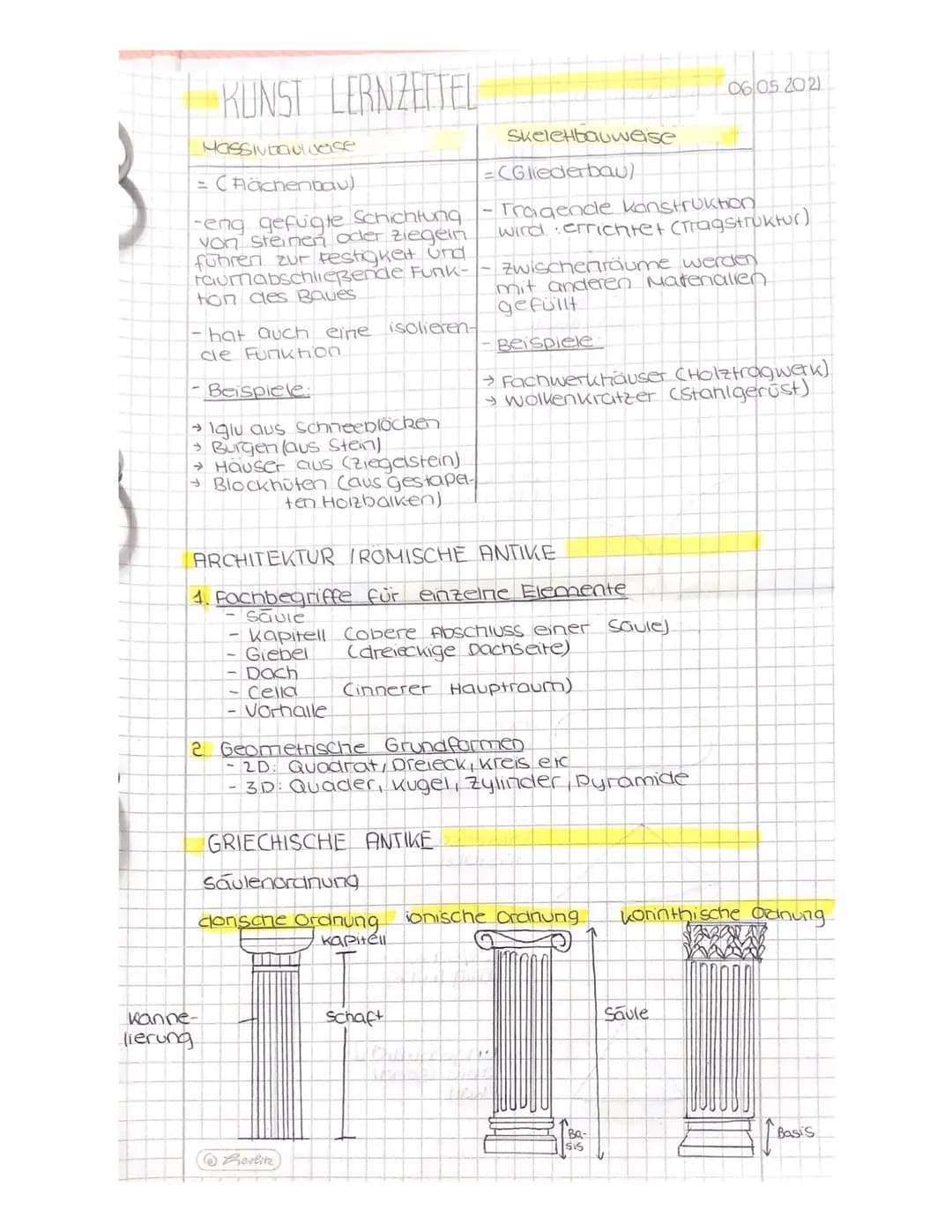 3
KUNST LERNZETTEL
1944
Massivbauweise
= (Flächenbau)
-eng gefügte Schichtung
von steinen oder ziegeln.
führen zur Festigkeit und
raumabschl