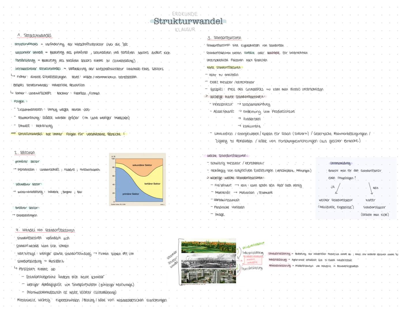 # ERDKUNDE.
# Strukturwandel
## KLAUSUR

1. Strukturwandel

strukturwandel = veränderung der wirtschaftsstruktur über die Zeit

sektoraler w