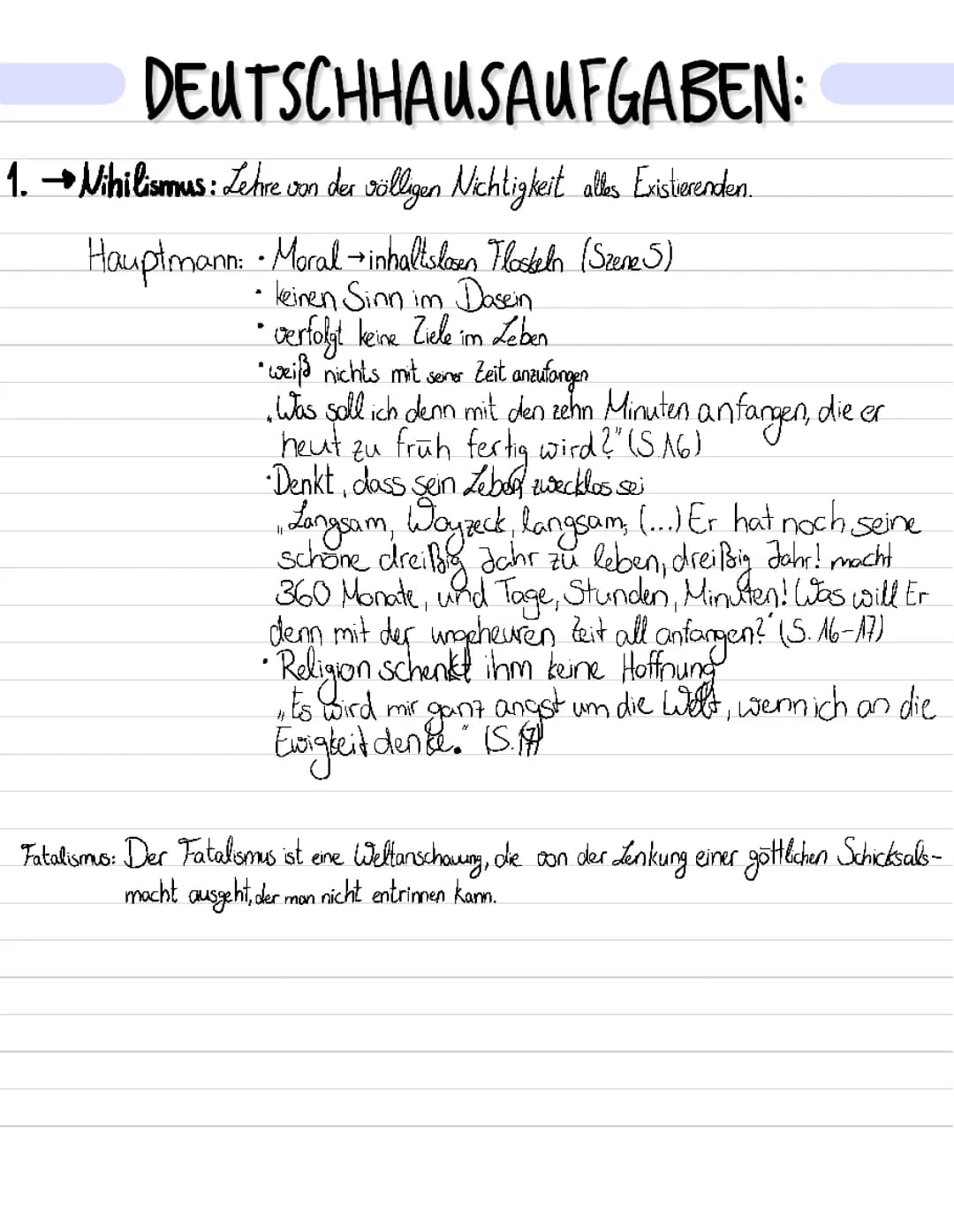 Nihilismus und Fatalismus in Woyzeck erklärt