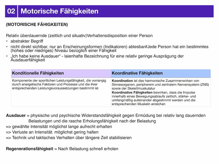 Sport J2.2
AUSDAUER
-klausurzusammenfassung -
- Gliederung
-> Bedeutung der Ausdauer für sportliche Leistung
-> motorische Fähigkeiten
-> Au