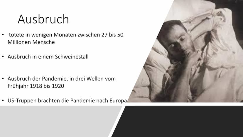Die spanische Grippe Inhaltsverzeichnis
Besonderheit der Grippe
Symptome
Ausbruch
Maßnahmen
Folgen weltweit
Aufbau des Erregers
Vorgehenswei
