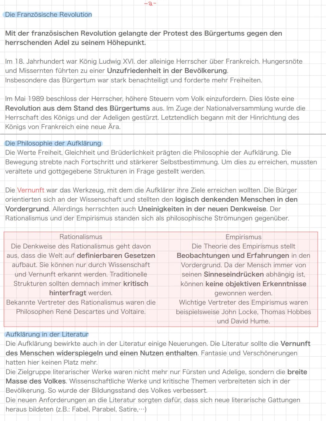 AUFKLARUNG - Deutsche Literatur una époche
Als Aufklärung wird die geschichtliche Epoche des 18. Jahrhunderts bezeichnet, in der die
Vernunf