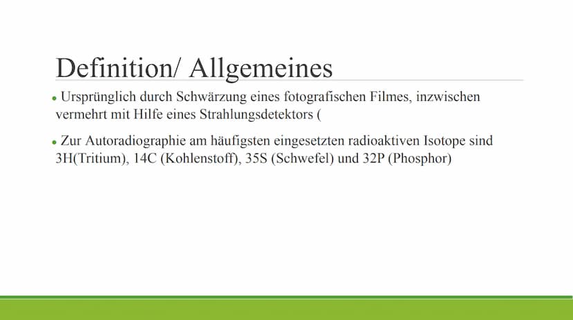 Autoradiographie Gliederung
Definition
Allgemeines
Durchführung
Anwendungsbereiche
Quellen Definition/ Allgemeines
• Von [griech. autos = se