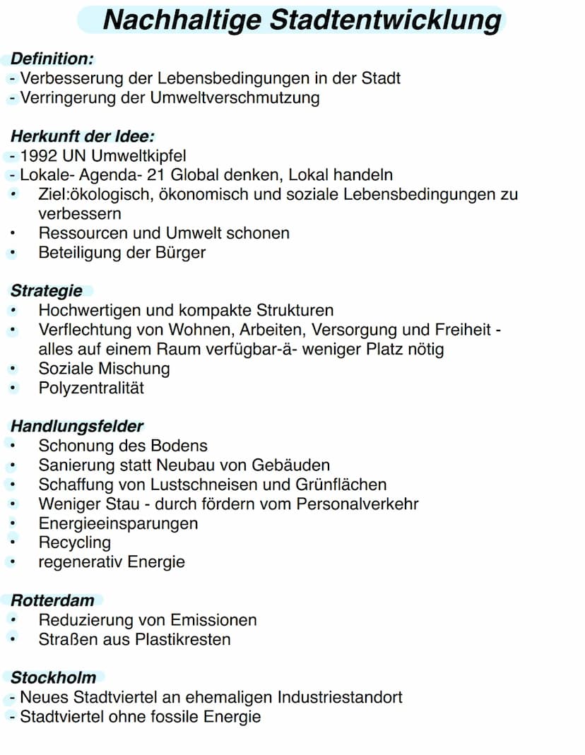 Stadtentwicklung
-Landflucht Einfluss von Städten auf ihre Umgebung (Land) immer
weniger auf dem Land leben - Bessere Zukunft auf der Stadt
