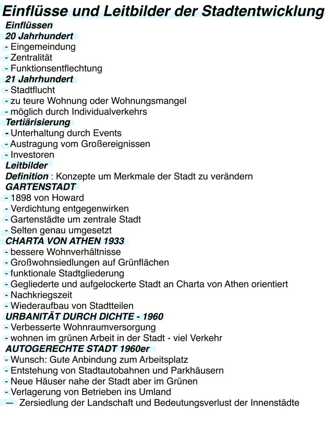 Stadtentwicklung
-Landflucht Einfluss von Städten auf ihre Umgebung (Land) immer
weniger auf dem Land leben - Bessere Zukunft auf der Stadt
