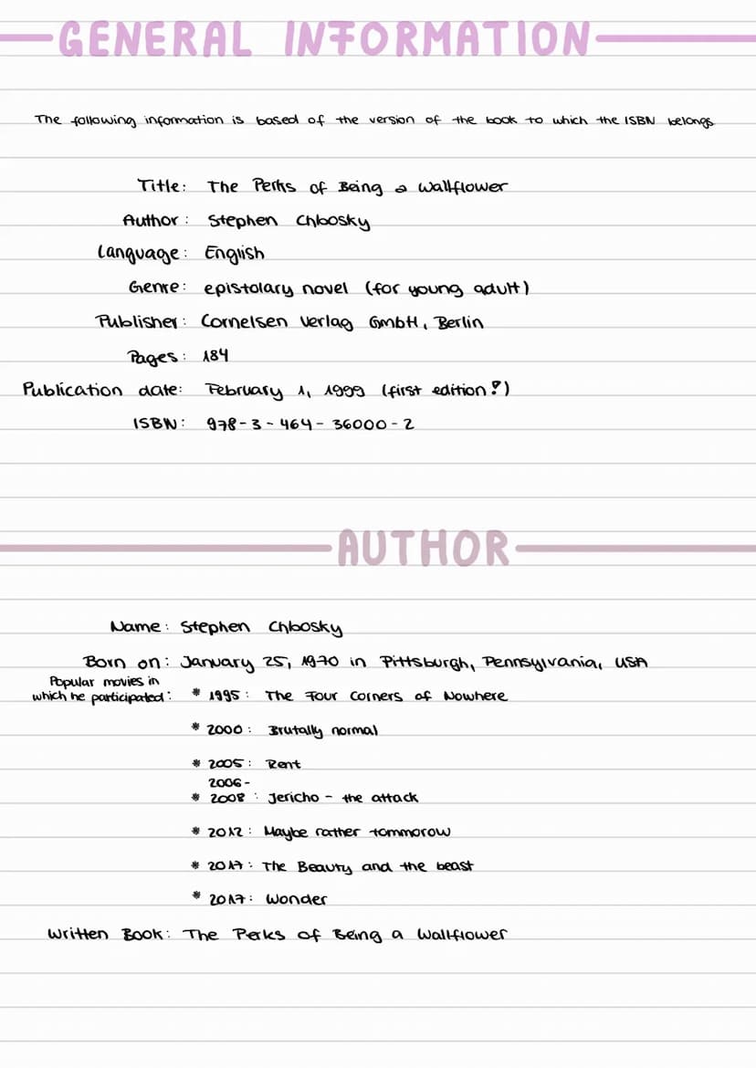 
<p>In this section, we will provide an overview of "The Perks of Being a Wallflower," including general information about the book, the aut