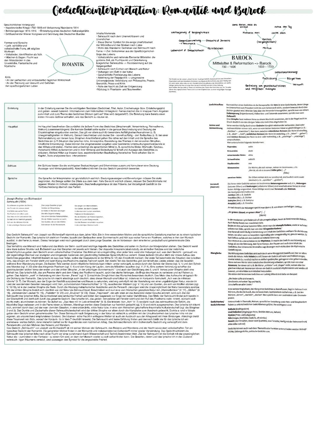 Gedichtanalyse Romantik und Barock: Musterlösungen, Beispiele & Merkmale