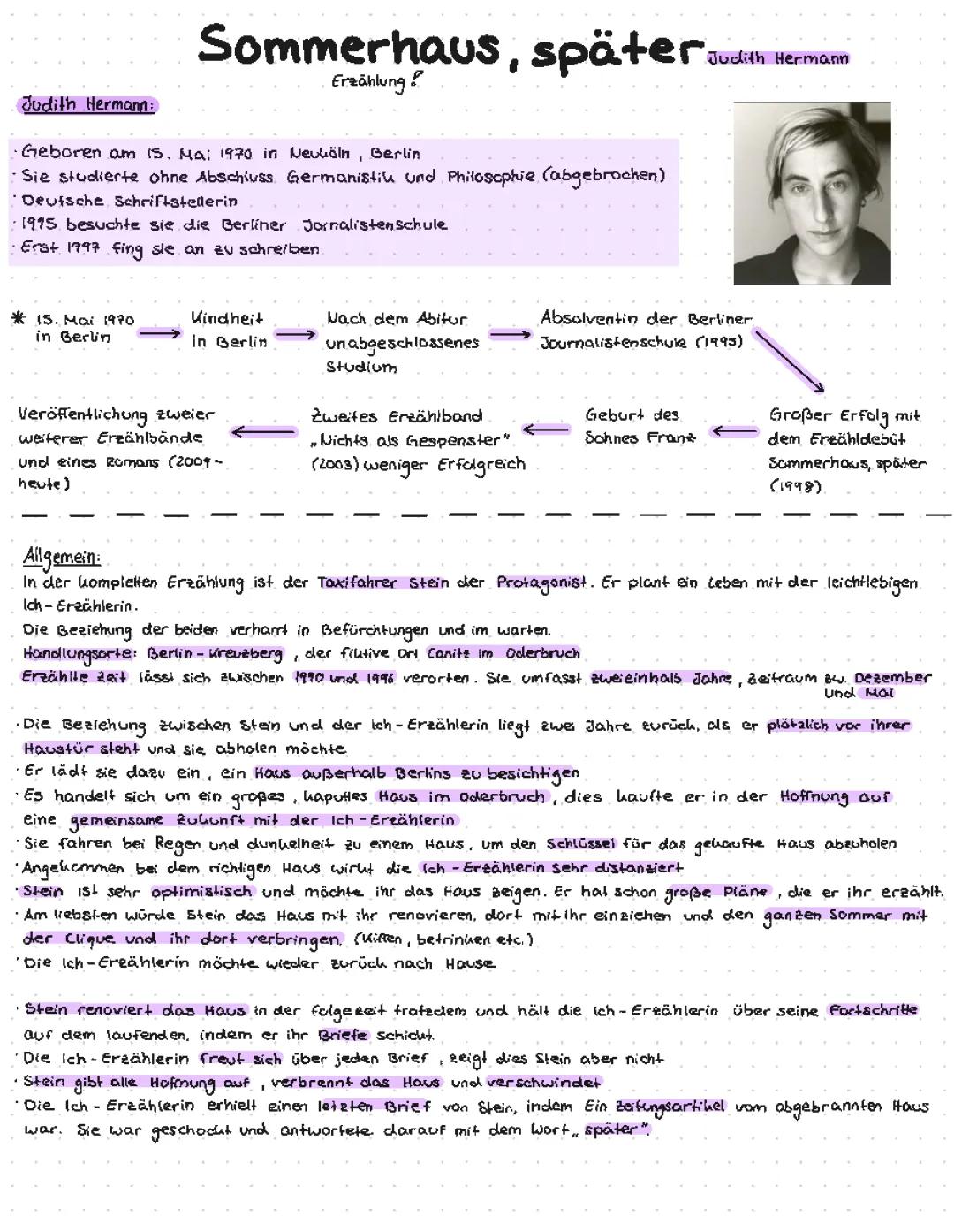 Sommerhaus, Später - Zusammenfassung, Charakterisierung und Analyse