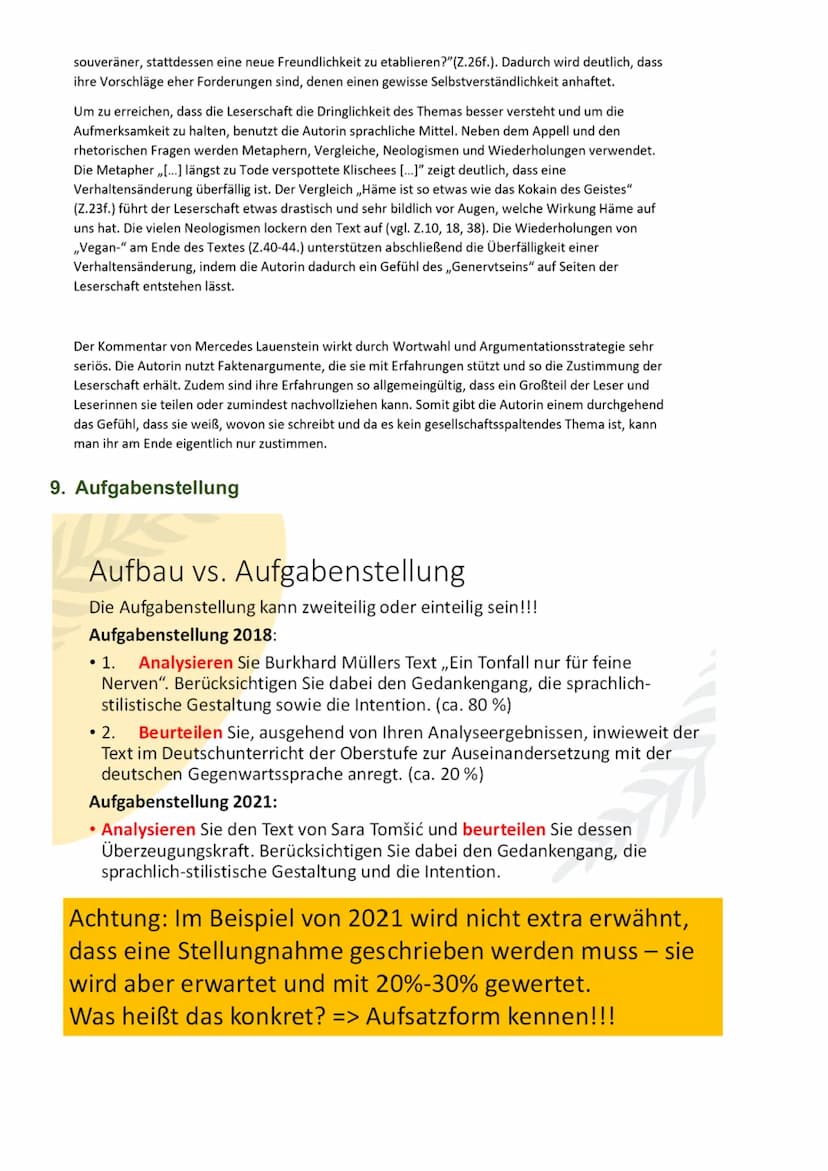 # Deutsch Abiturprüfung - Textanalyse

1. Einleitung
- Leser durch folgende Gestaltungsideen zum lesen anregen:
  → Beispielhafte Situation
