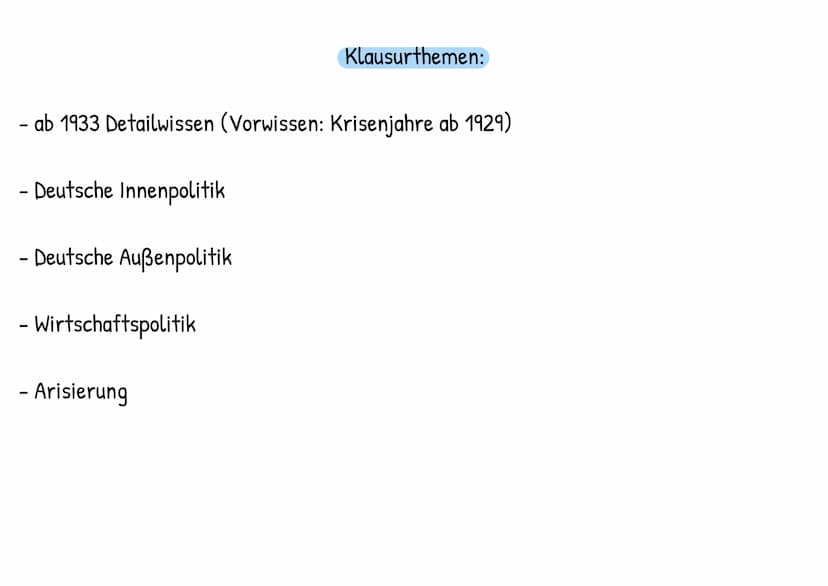Machtergreifung
Hitlers -
- ab 1933 Detailwissen (Vorwissen: Krisenjahre ab 1929)
- Deutsche Innenpolitik
-
- Deutsche Außenpolitik
- Wirtsc