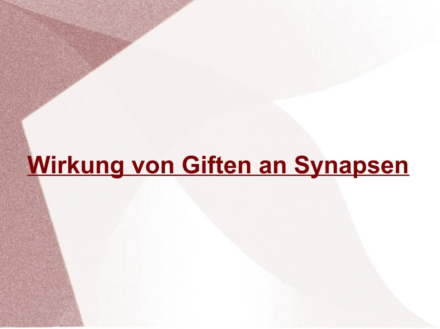 Wirkung von Giften an Synapsen ●
●
Was sind Synapsengifte?
Stoffe die in den Ablauf der natürlichen
Erregungsübertragung in Synapsen eingrei