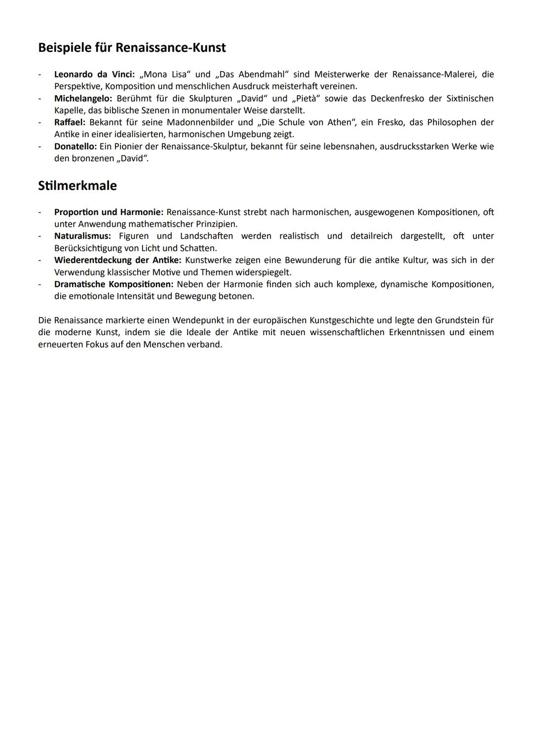 # Renaissance

Die Renaissance ist eine bedeutende Kunstepoche, die etwa vom 14. bis ins 17. Jahrhundert reicht. Sie begann in
Italien und b