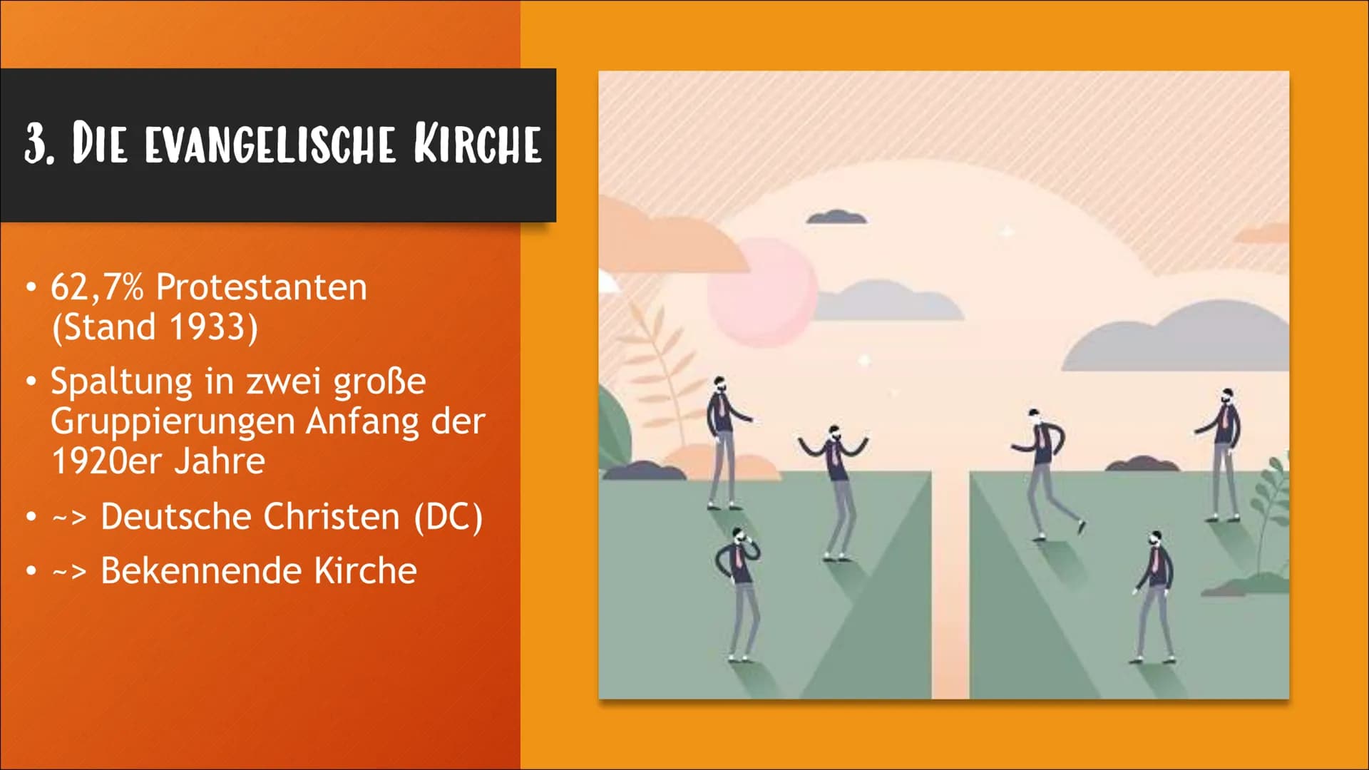 KIRCHE IM NATINALSOZIALISMUS
Von Nora Klammt GLIEDERUNG
• 1. Allgemeine Infos
●
2. Hitlers Vorstellung von Kirche
●
• 3. Die evangelische Ki