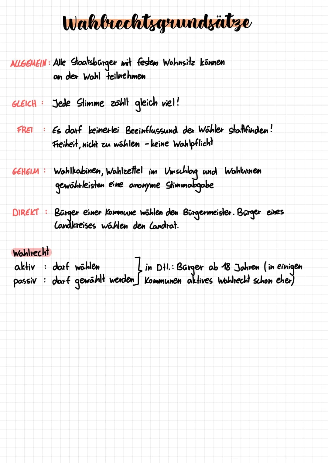 Demokratie
MERKMALE
Abstimmungen/Mitbestimmung
Wahlen
Meinungsfreiheit
mehrere Parteien
Volkssouveränität
> (= Herrschaft des Volkes)
DEMOKR