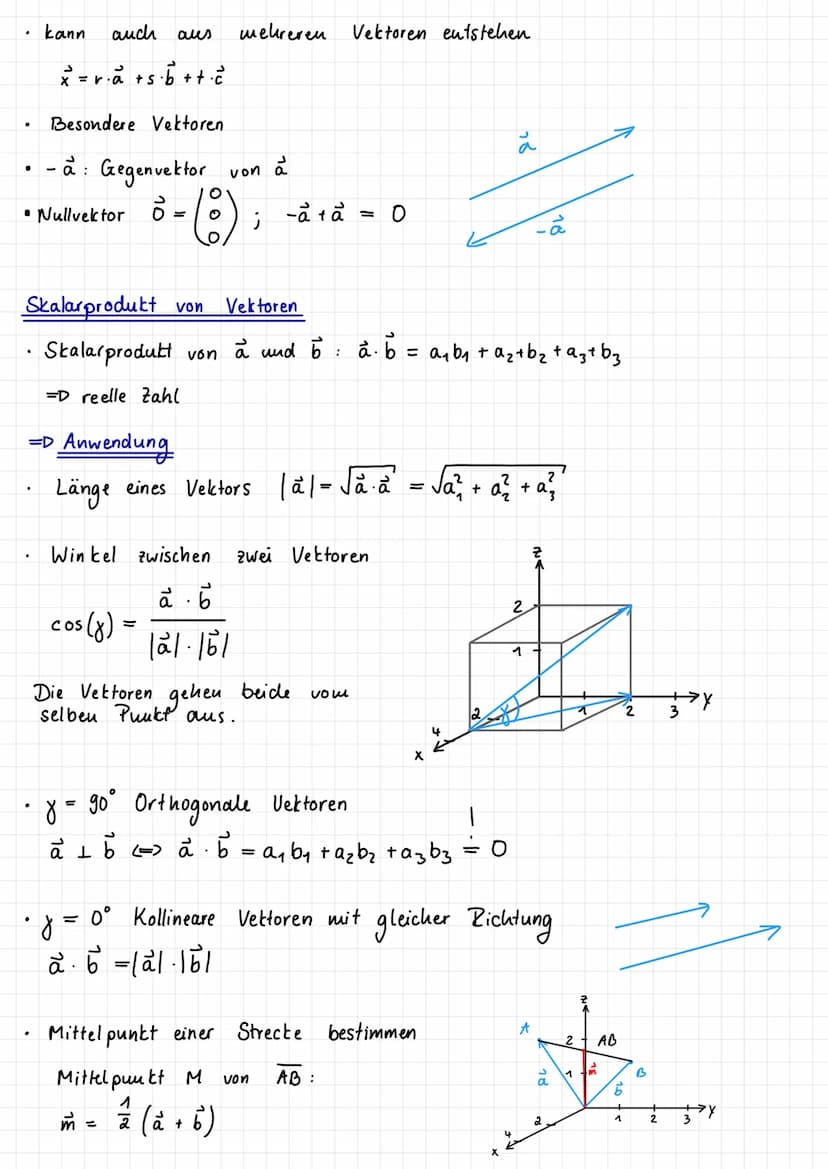 Koordinatensystem im Raum
.
X
4
Vektoren
2
.
2
1
Der Vektor
·P(-2/1/3)
1
3
-
> OP - ( ²3² )
=
Lineare Algebra
+
2
Verschiebungen im Raum
Mit