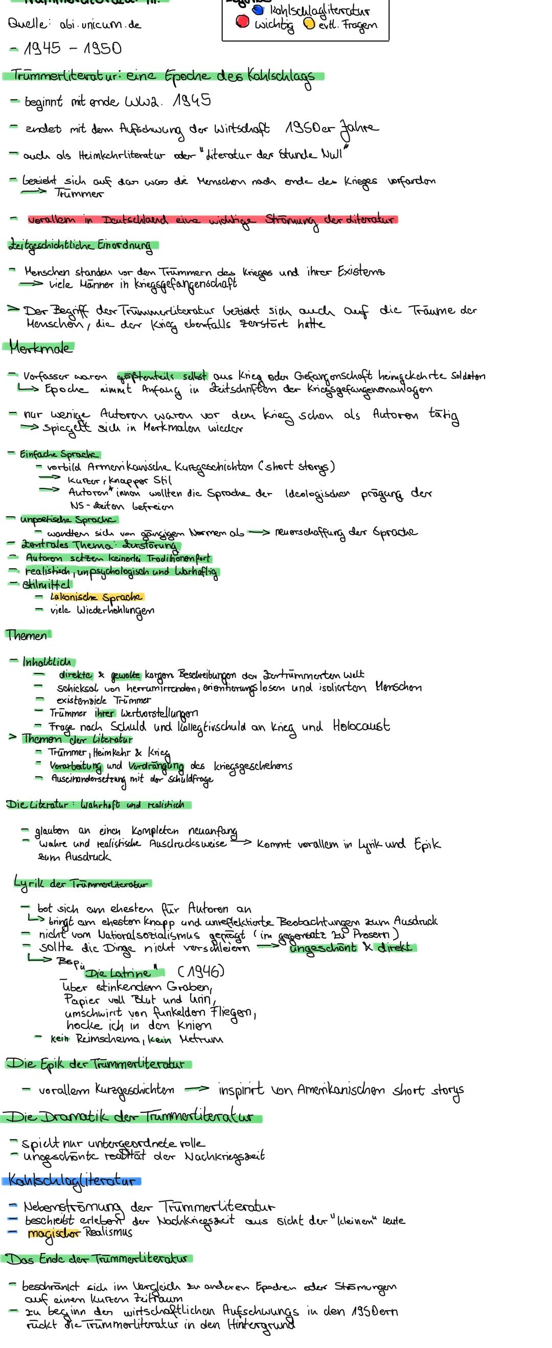 Alles über Trümmerliteratur: Autoren, Werke und Gedichte