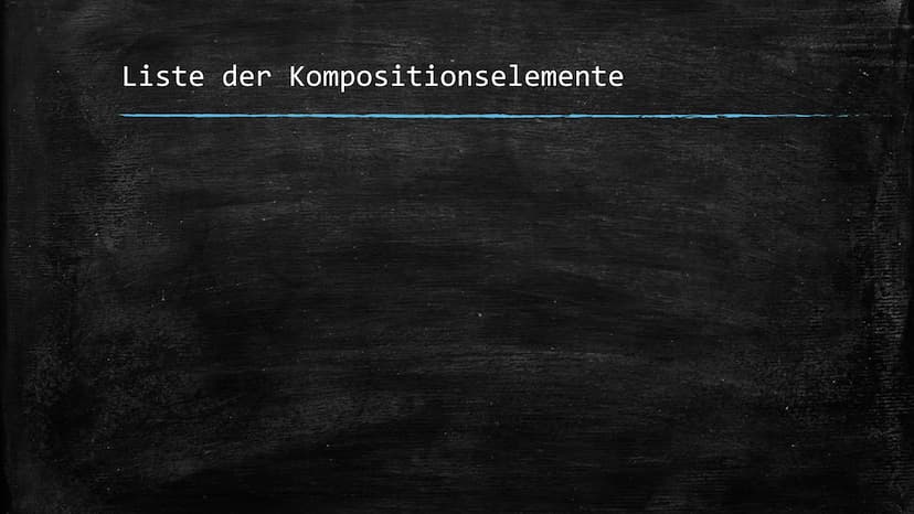 Bestandteile einer
Bildanalyse Bestandteile der Bildanalyse
Wie?
(Syntaktik)
Bildnerische Mittel
=> Bildanalyse
Was?
(Semantik)
Bildinhalt /