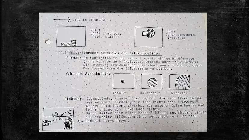 Bestandteile einer
Bildanalyse Bestandteile der Bildanalyse
Wie?
(Syntaktik)
Bildnerische Mittel
=> Bildanalyse
Was?
(Semantik)
Bildinhalt /