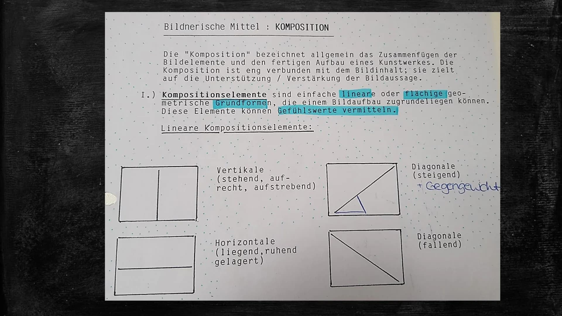 Bestandteile einer
Bildanalyse Bestandteile der Bildanalyse
Wie?
(Syntaktik)
Bildnerische Mittel
=> Bildanalyse
Was?
(Semantik)
Bildinhalt /