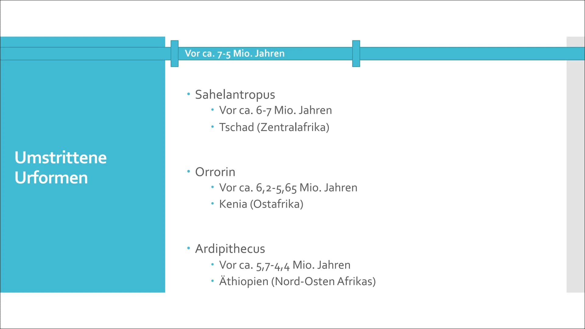 美國
Humanevolution Agenda
• Ursprung
●
Evolution des Menschen
• Umstrittene Urformen
• Australopithecus Gruppe
Gattung Homo
• Der aufrechte G