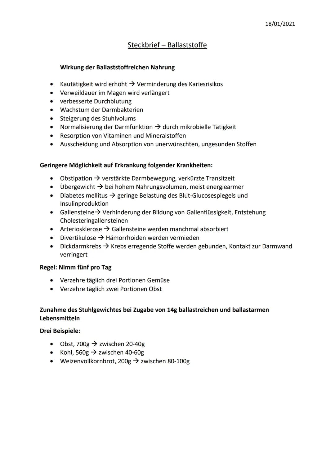 Bezeichnungen
● Ballaststoffe
● Pflanzliche, Nichtstärke - Polysaccharide plus Lignin
(NSP)
Die vier Arten der Ballaststoffe
● Cellulose (Ge