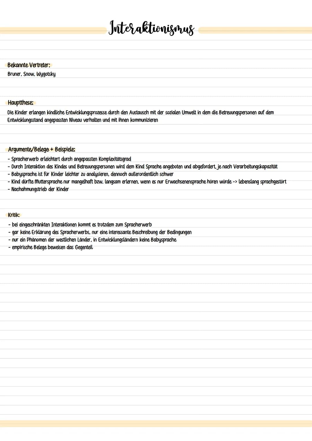  Bekannte Vertreter:
Pawlow und Skinner
Behaviorismus
Hauptthese:
Die Kinder geben aufgrund eines Stimuli spontane Lautäußerungen von sich u