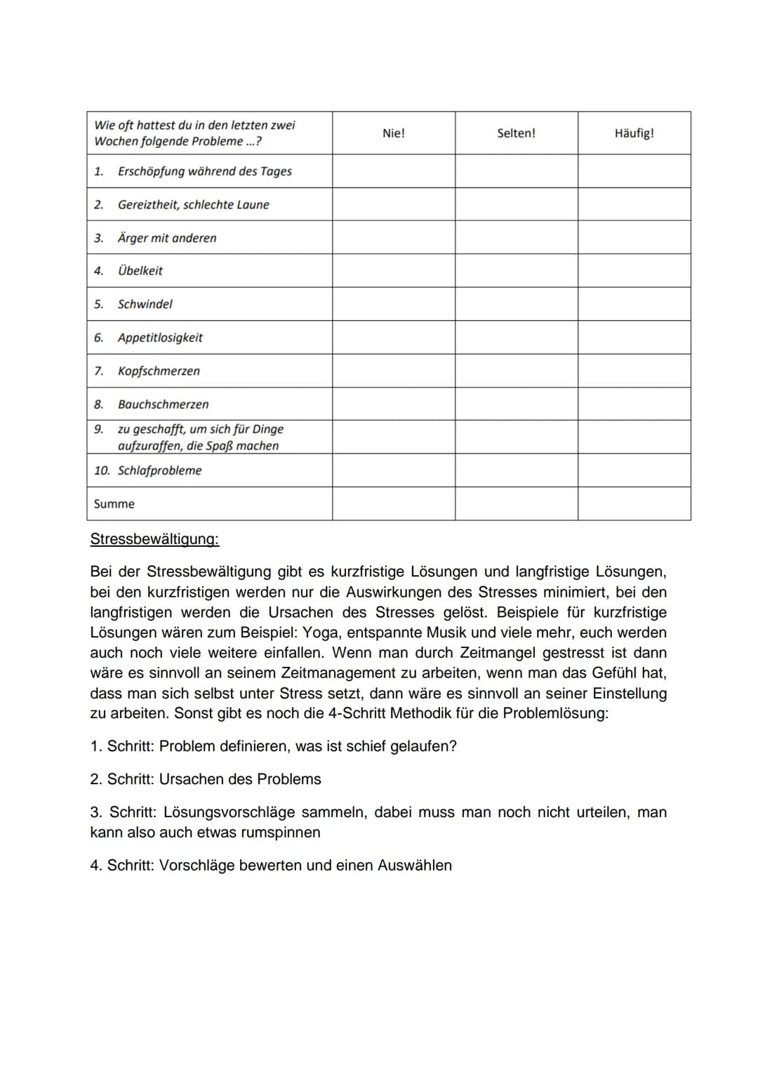 Einleitung
,,Heute bin ich wieder so gestresst“, „Durch die ganzen Klassenarbeiten hab ich einen
Wahnsinns-Stress". Stress ist in der heutig