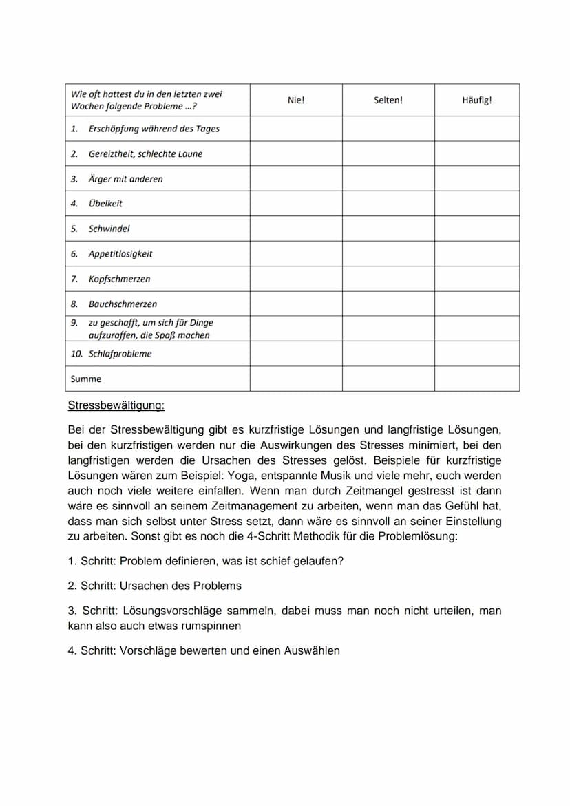 Einleitung
,,Heute bin ich wieder so gestresst“, „Durch die ganzen Klassenarbeiten hab ich einen
Wahnsinns-Stress". Stress ist in der heutig