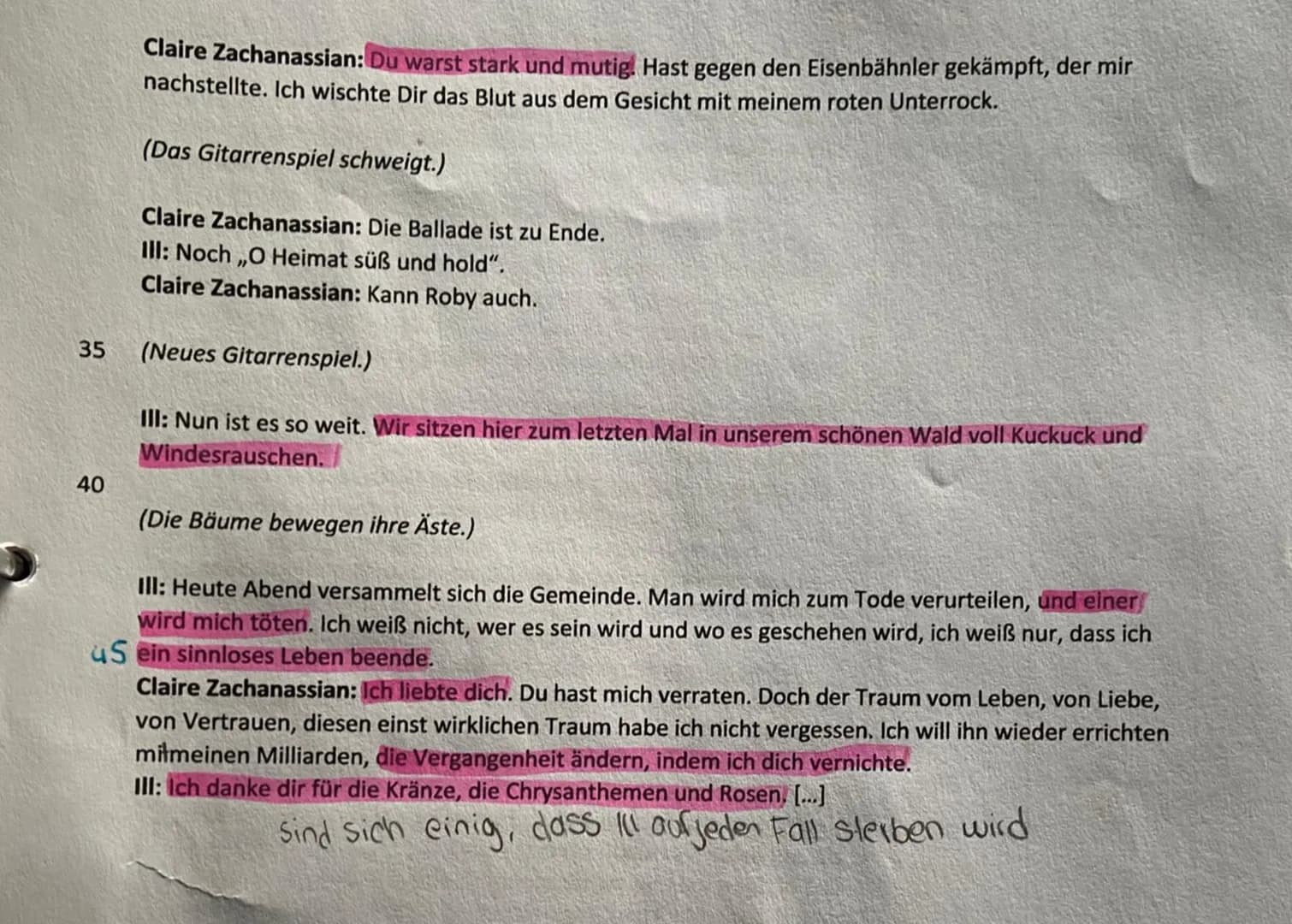 5
10
30
15
20
25
Aufgabe: Verfasse eine Dramenszenenanalyse, indem Du folgende Szene aus dem Drama „Der
Besuch der alten Dame" von Friedrich