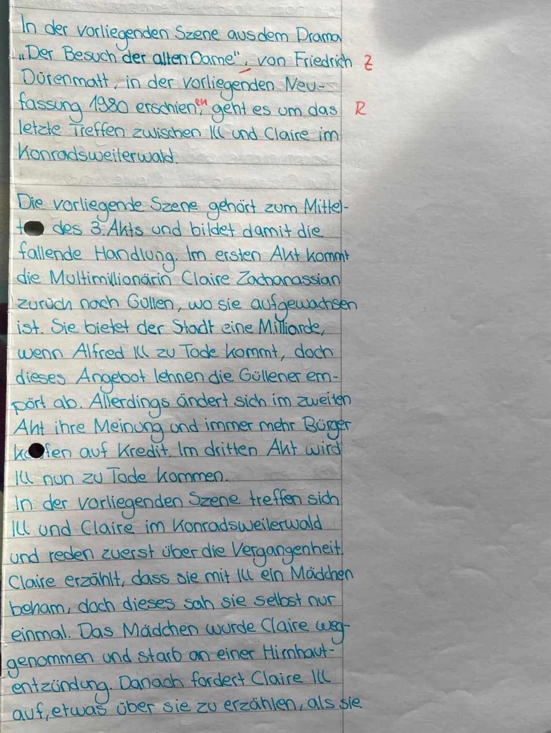 5
10
30
15
20
25
Aufgabe: Verfasse eine Dramenszenenanalyse, indem Du folgende Szene aus dem Drama „Der
Besuch der alten Dame" von Friedrich