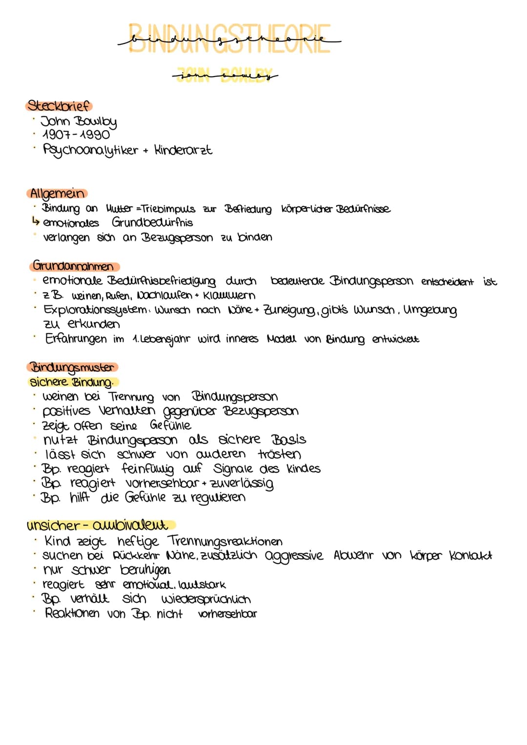 
<p>John Bowlby war ein Psychoanalytiker und Kinderarzt, der sich intensiv mit der Bindungstheorie befasste. Er postulierte, dass die Bindun