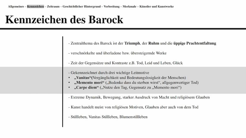Barock
Eine Präsentation von Branda Afr
19 Gliederung
●
●
●
-
Definition der Renaissance und Allgemeines
Kennzeichen
Zeitraum
Verbreitung
Ge