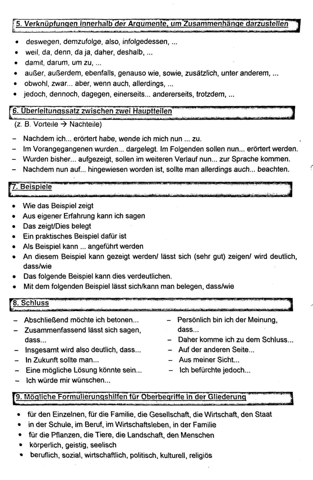 Gestalte mit Hilfe der verschiedenen Formulierungen deine Erörterung sprachlich
abwechslungsreich!
1. Einleitung
●
-
1
●
● Deshalb stellt si