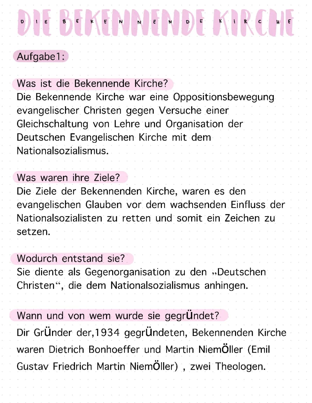 Bekennende Kirche: Widerstand, Bonhoeffer und Kritik - Einfache Zusammenfassung