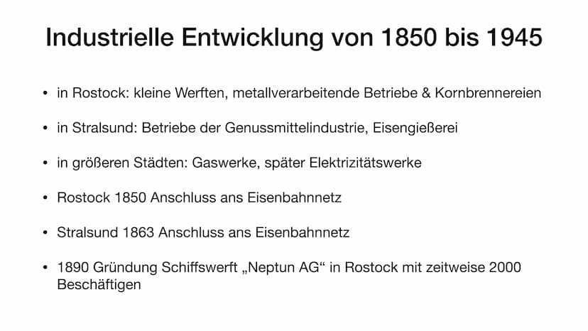 MECKLENBURG-VORPOMMERN IM WANDEL
Industrielle Entwicklung von 1850 bis 1945
im 19. Jahrhundert. Entwicklung Inclustriegebiete. in Deutschlan