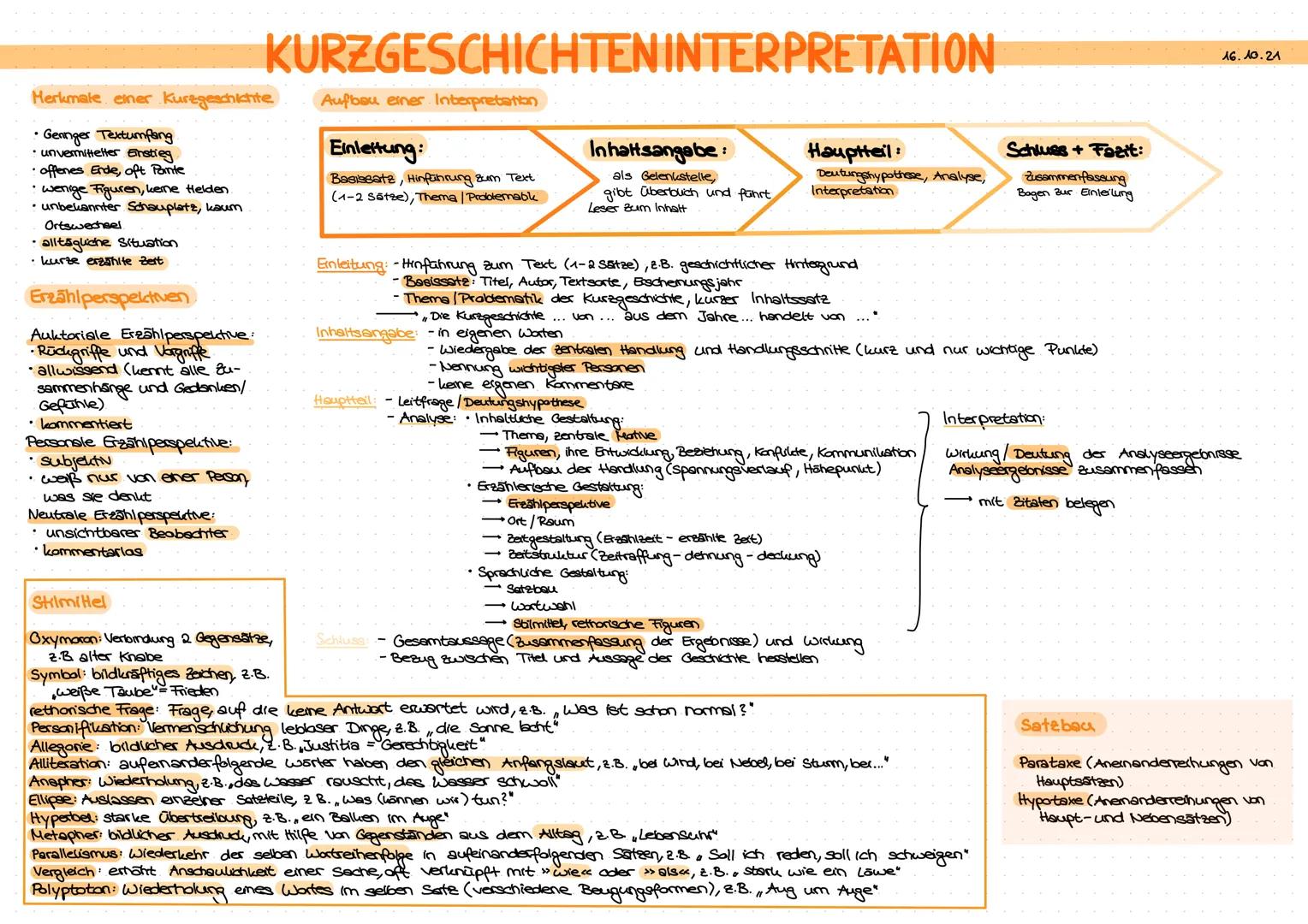 # KURZGESCHICHTENINTERPRETATION

Merkmale einer Kurzgeschichte
*   Gennger Textumfang
*   unvermittelter Einstieg
*   offenes Ende, oft Pant
