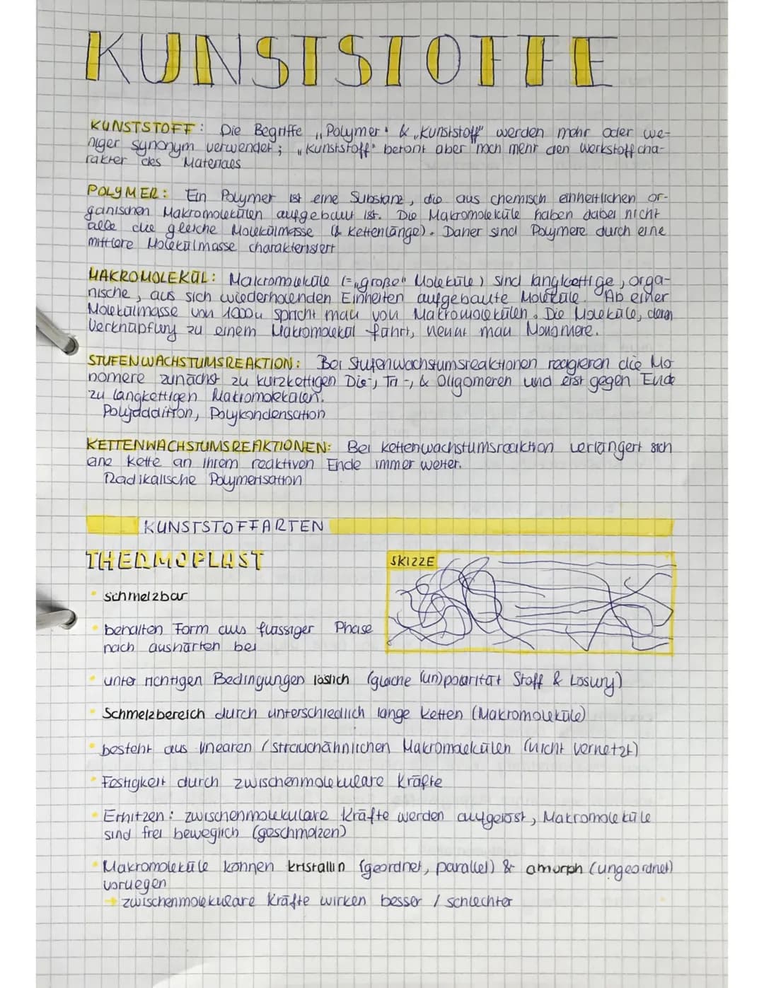 KUNSTSTOFFE
KUNSTSTOFF: Die Begriffe ,,Polymer & Kunststoff" werden mehr oder we-
niger synonym verwendet; kunststoff" betont aber "noch meh