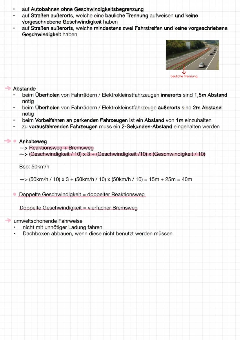 Nach welchen Faktoren wählt man seine Geschwindigkeit?
Straßenverhältnisse
Breite der Straße
Bebauung der Straße
Straßenoberfläche (Verschmu