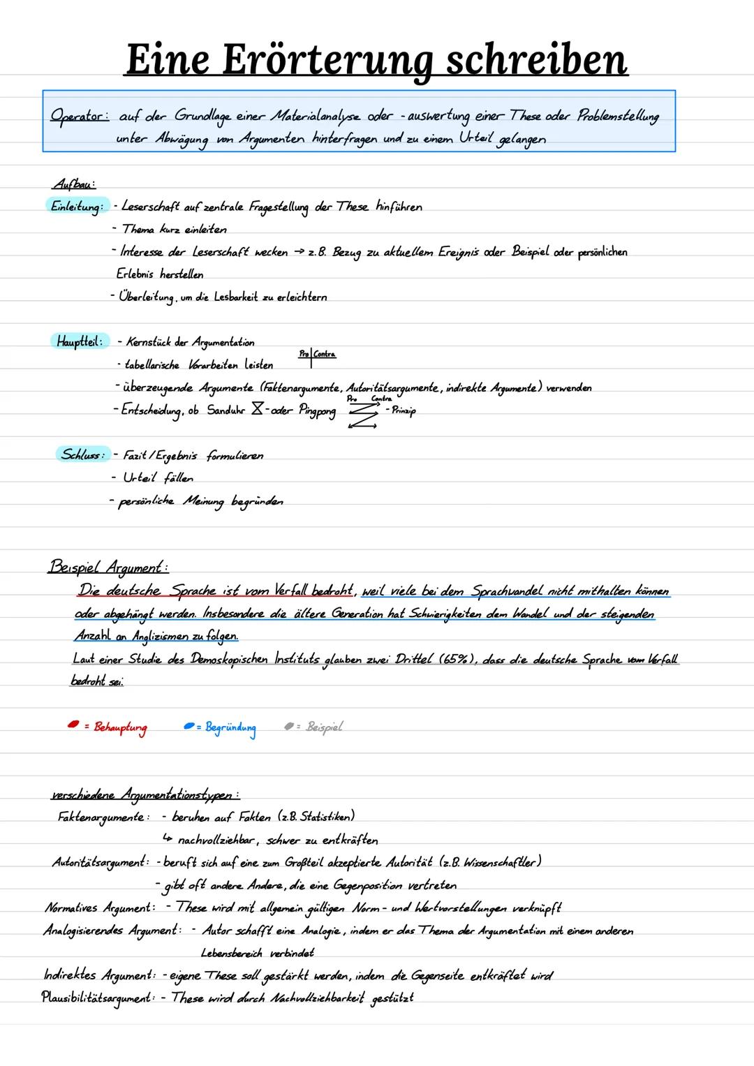 # Eine Erörterung schreiben

Operater: auf der Grundlage einer Materialanalyse oder auswertung einer These oder Problemstellung
unter Abwägu