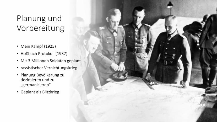 Unternehmen Barbarossa
Nikolas, Arthur, Silas, Anna, Johannes
2
2 Planung und
Vorbereitung
• Mein Kampf (1925)
• Hoßbach Protokoll (1937)
Mi