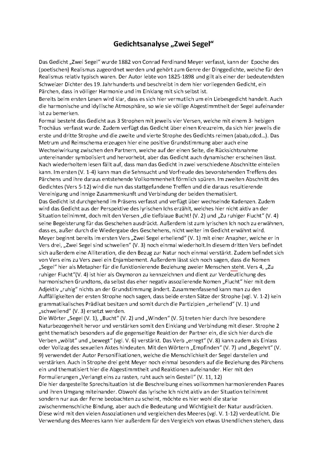 Zwei Segel Gedicht: Epoche, sprachliche Mittel und mehr bei Conrad Ferdinand Meyer