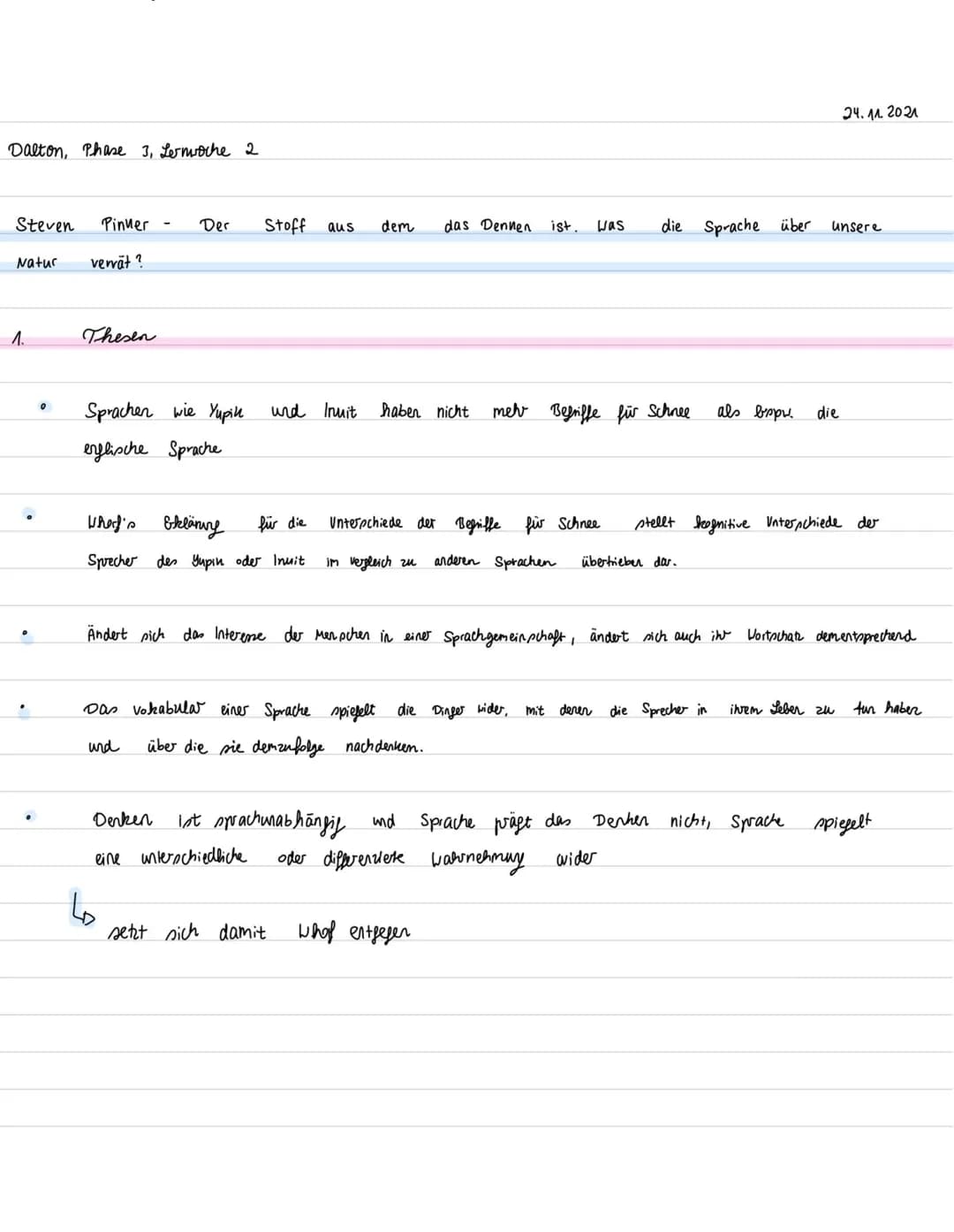 DENKEN UND SPRACHE
Grundpositionen
Vertreter und
Vorläufer
jede Sprache hat ihre eigene charak
tenptische Eigenart
40 der Einfluss der Sprac