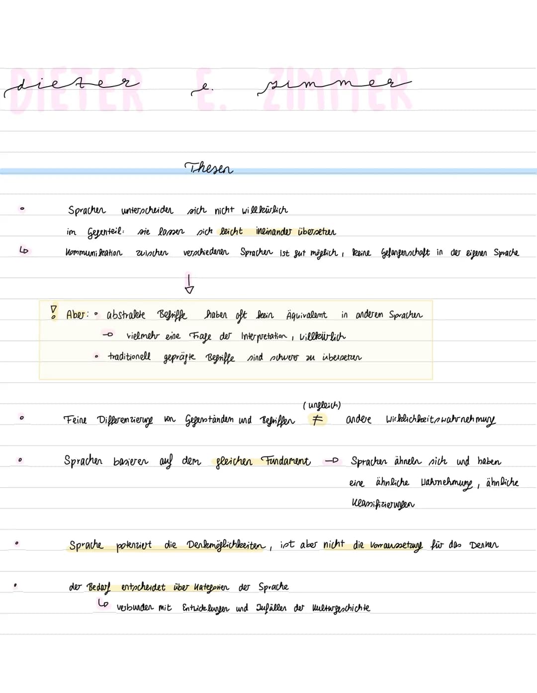 DENKEN UND SPRACHE
Grundpositionen
Vertreter und
Vorläufer
jede Sprache hat ihre eigene charak
tenptische Eigenart
40 der Einfluss der Sprac