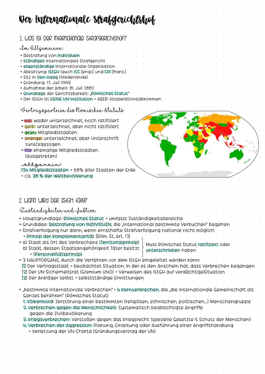 Der Internationale strafgerichtshof
1. Was ist DeR internationale Strafgerichtshof?
Im Allgemeinen:
» Bestrafung von Individuen
> ständiges 