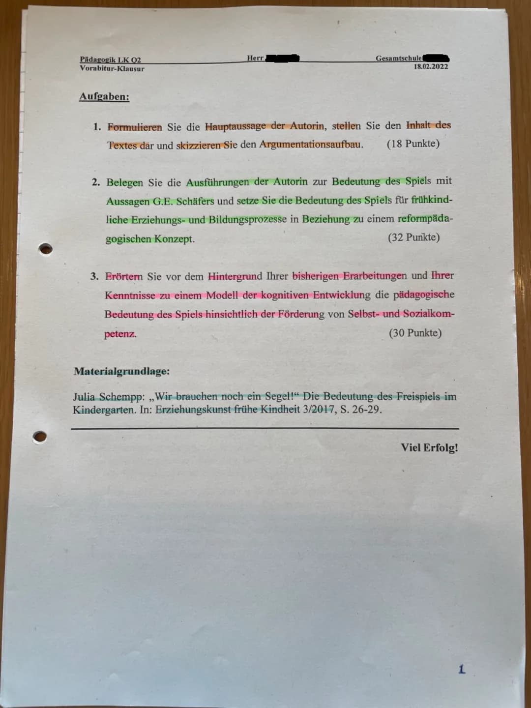 VorAbi : Schäfer/ Montessori/ Piaget