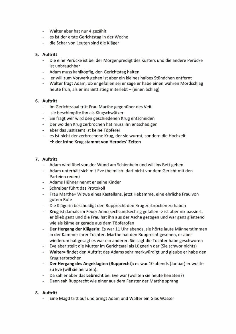 Der zerbrochne Krug
Von ,,Heinrich von Kleist"
→ Drama 1808
Personen:
Licht Schreiber
Adam = Dorfrichter (hat nicht studiert)
Walter Gericht