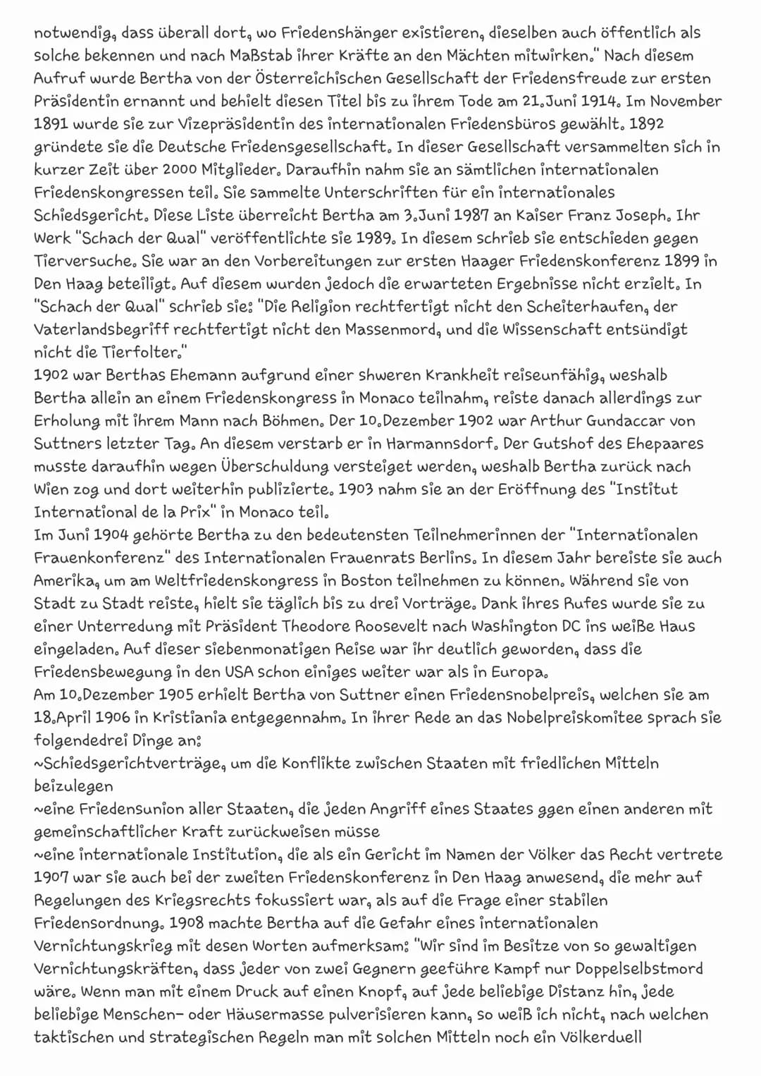 Bertha Sophia Felicita Freifrau von Suttner wurde am 9. Juni 1848 in Prag als Gräfin Kinsky
von Wchinitz und Tettau geboren.
Bertha von Sutt