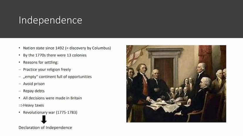 
<h2 id="theusasindependence">The USA's Independence</h2>
<p>The nation-state of the USA has a history dating back to 1492, with the arrival