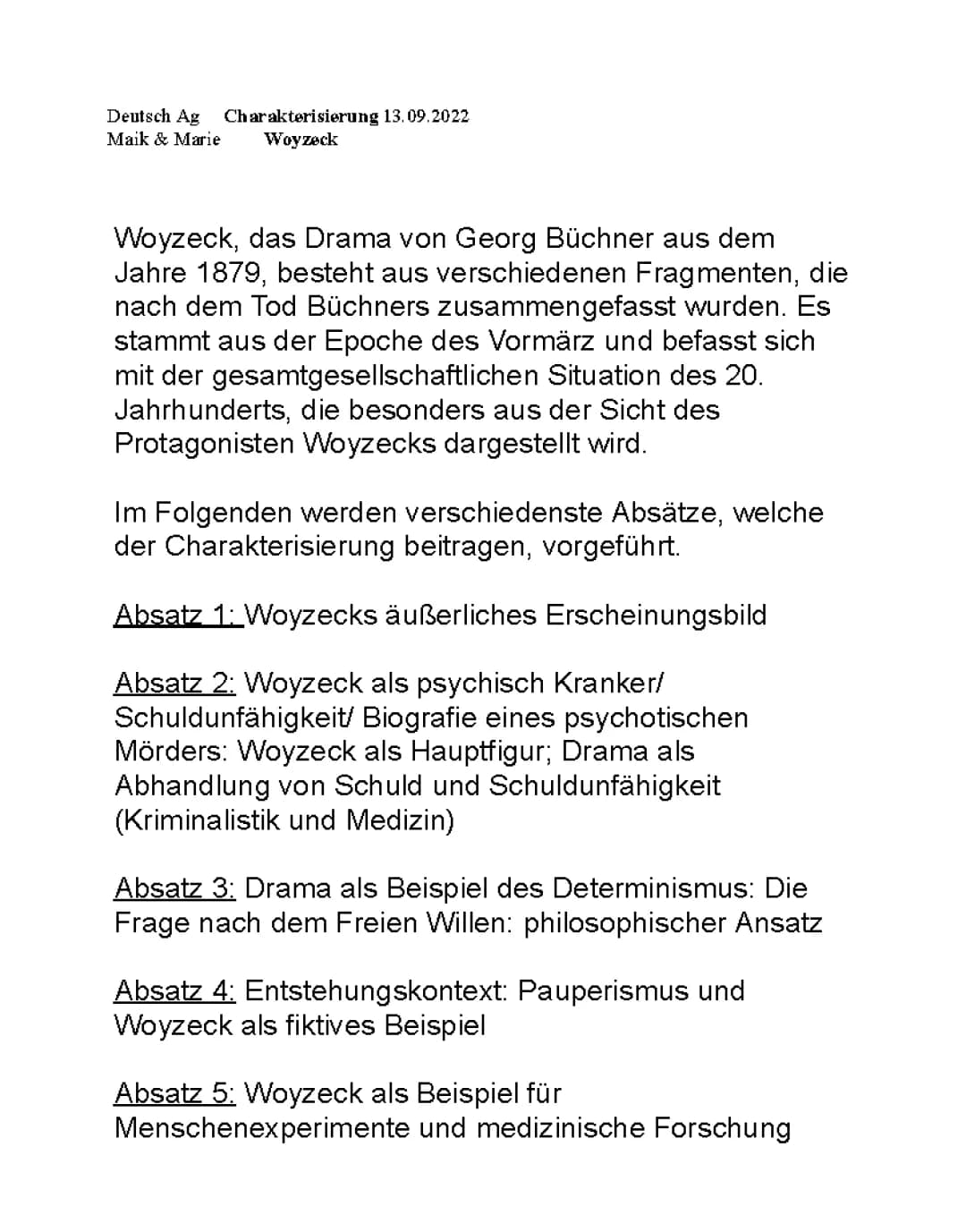 Charakterisierung Woyzeck