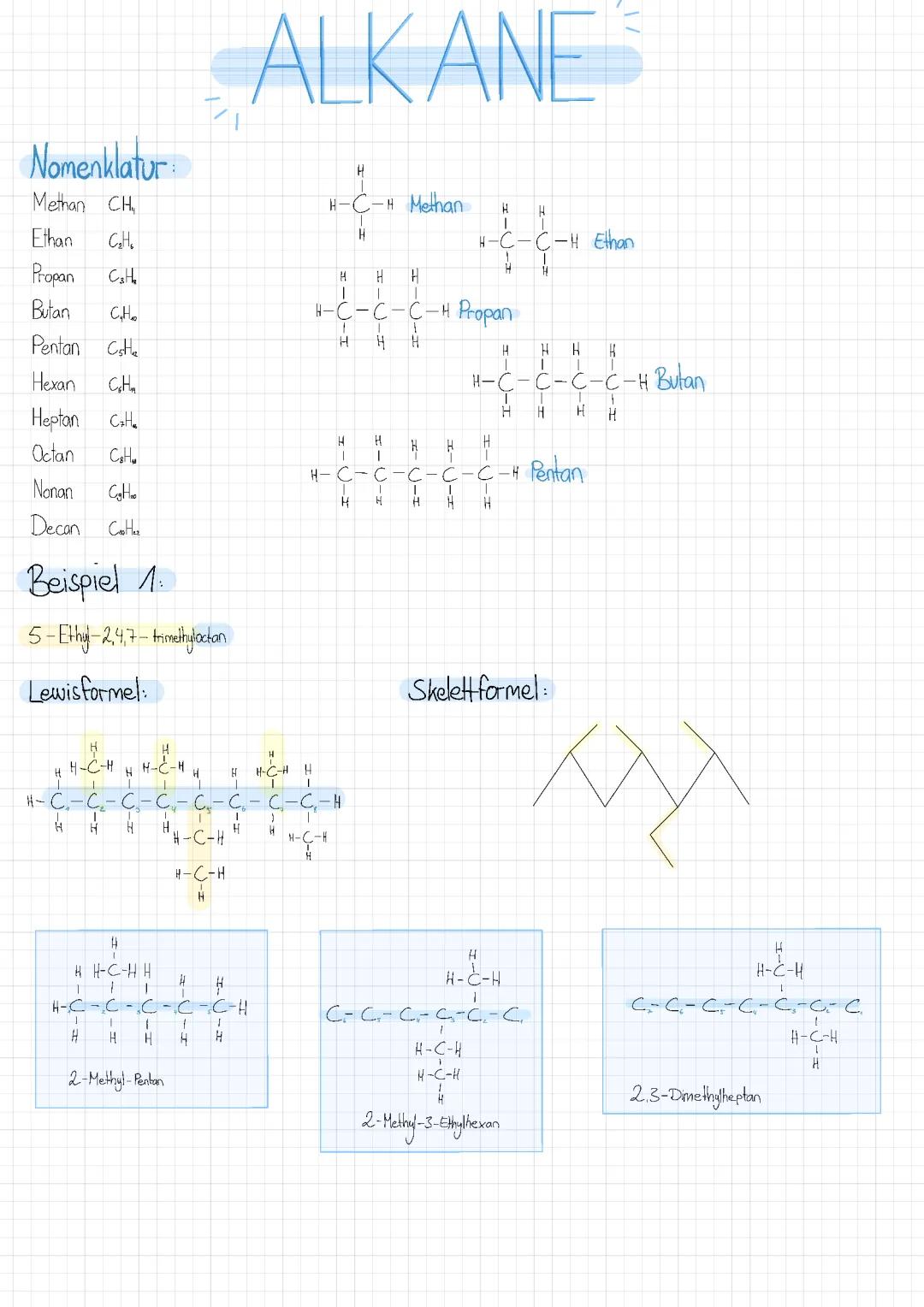 Alkane, Alkene, Alkanole & Säuren